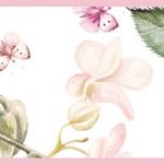 Cenefa decorativa floral |Flor y mariposa borde rosa