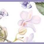 Cenefa decorativa floral |Flor y mariposa borde violeta