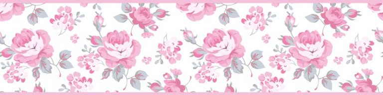 Cenefa decorativa floral |Flores pequeñas borde rosa-Floral