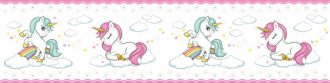 Cenefa decorativa infantil |Unicornios borde rosa-Infantil