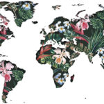Vinilo Mapa del Mundo Floral