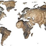 Vinilo Mapa del Mundo en Madera
