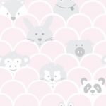 Papel Infantil con dibujos de animales en rosa