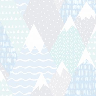 Papel Infantil con dibujos de montañas en azul-10
