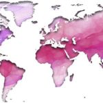 Vinilo Mapa del Mundo degradado Rosa