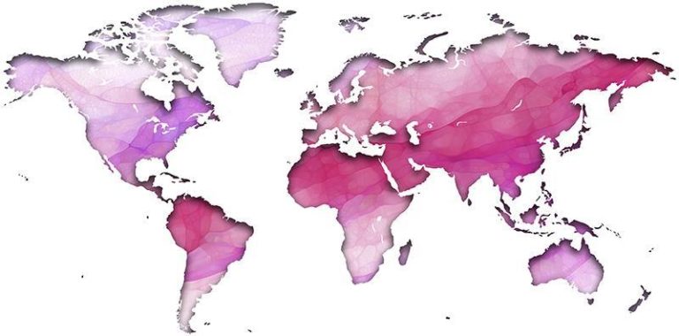 Ambadecor | Vinilos | Fotomurales | Vinilo Mapa del Mundo degradado Rosa-Vinilo monomérico