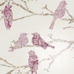 Papel Pintado Aves Rosa