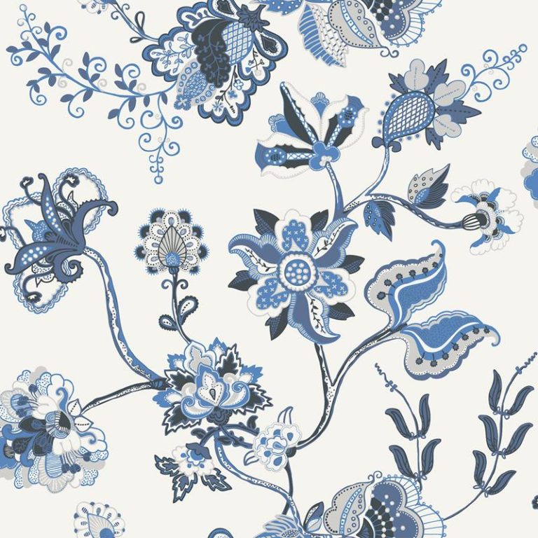 Papel Pintado adorno floral azul-10