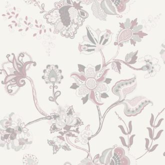 Papel Pintado adorno floral rosa-10