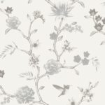 Papel Pintado floral gris