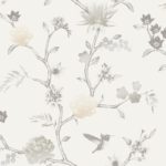 Papel Pintado floral gris beige