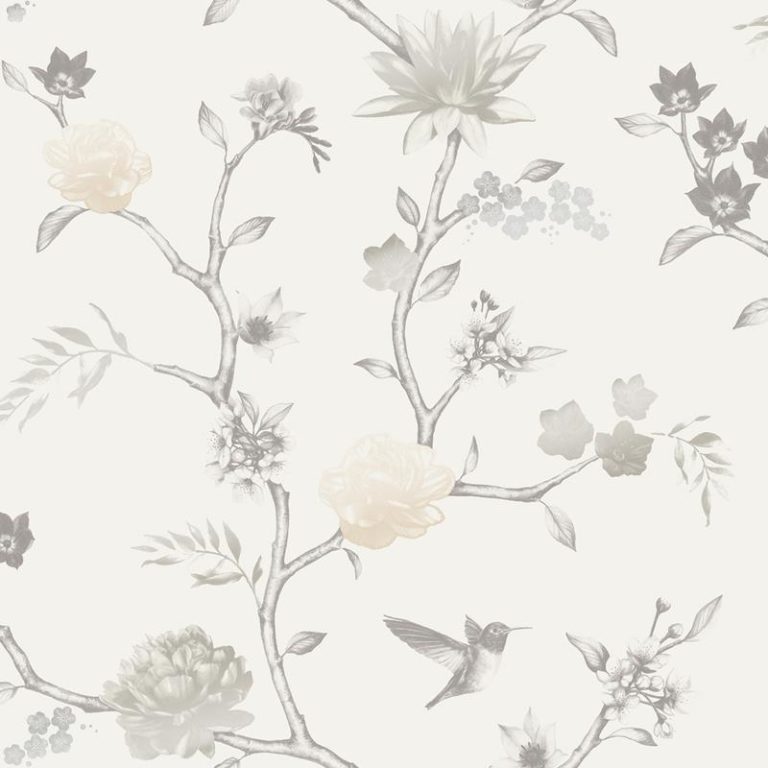 Papel Pintado floral gris beige-10