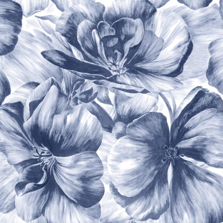Papel Pintado flores Azules-10