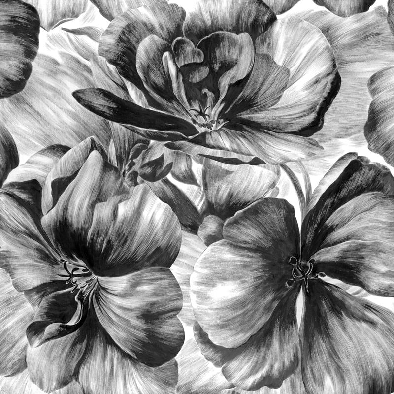 Papel Pintado autoadhesivo de flores negras