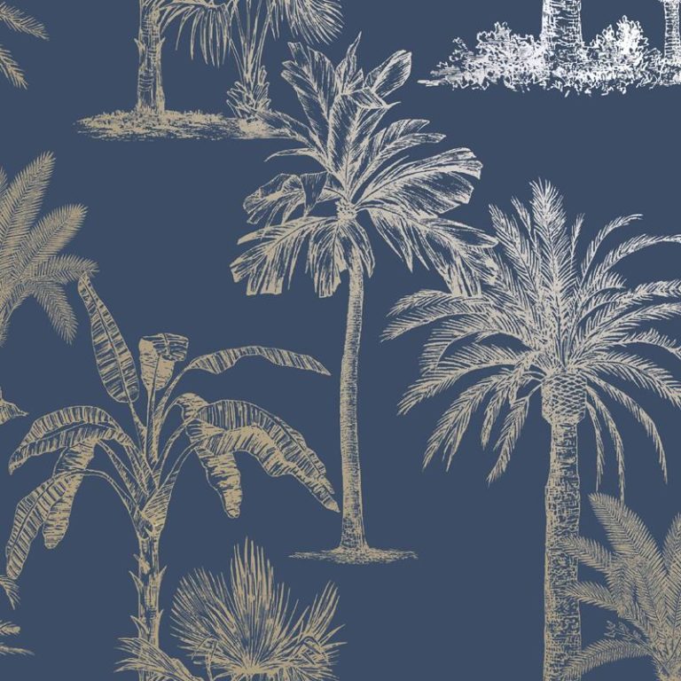 Ambadecor | Vinilos | Fotomurales | Papel pintado azul con palmeras-