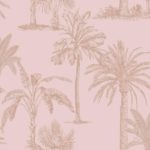 Papel pintado rosa con palmeras
