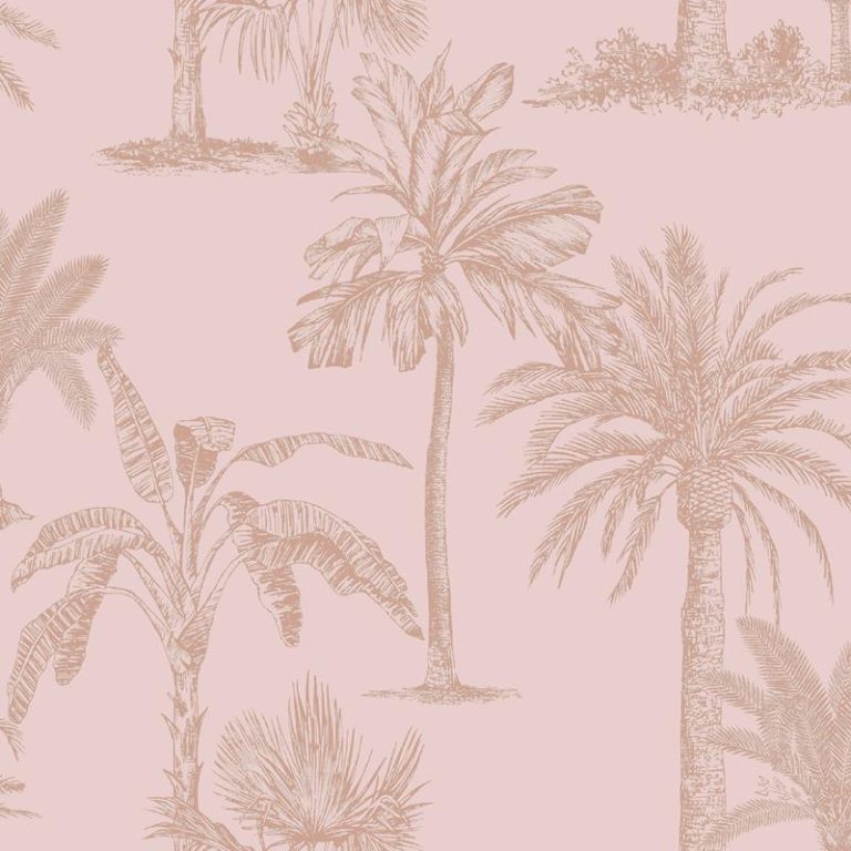 Ambadecor | Vinilos | Fotomurales | Papel pintado rosa con palmeras-