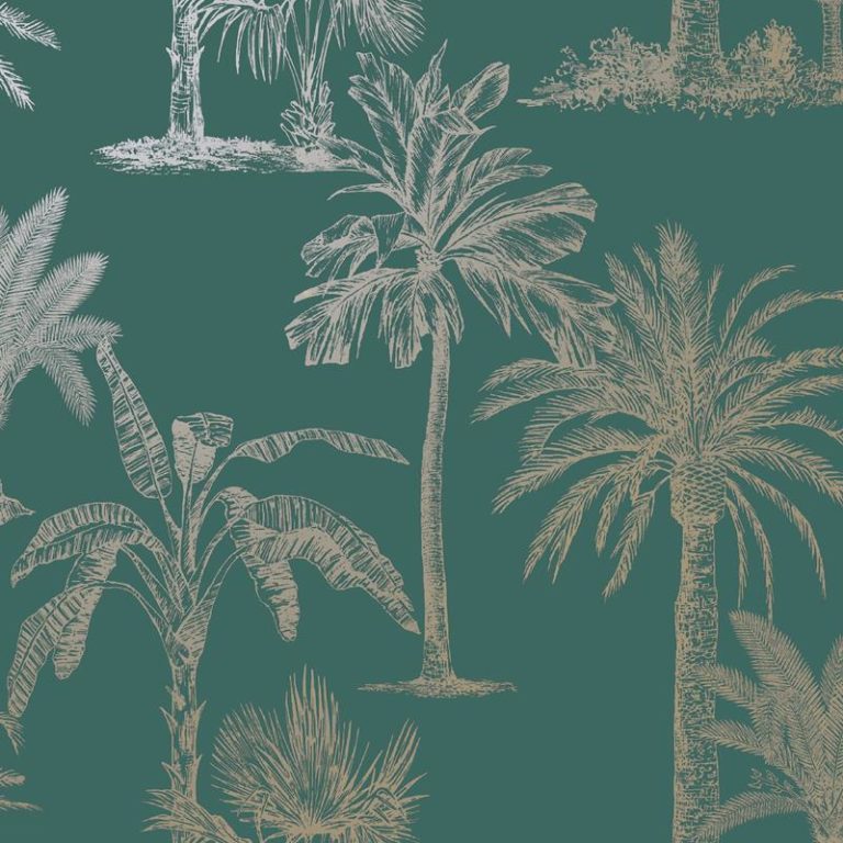 Ambadecor | Vinilos | Fotomurales | Papel pintado verde con palmeras-