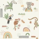 Papel Pintado Abstract Animals Sage-Beige