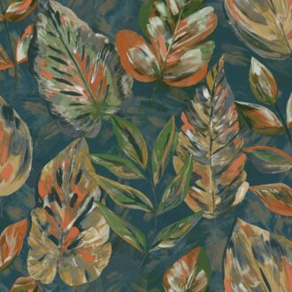 Papel Pintado Aralia Teal Orange | Ambadecor | vinilos decorativos