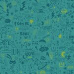 Papel Pintado Doodle Teal Yellow