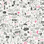 Papel Pintado Doodle White Pink